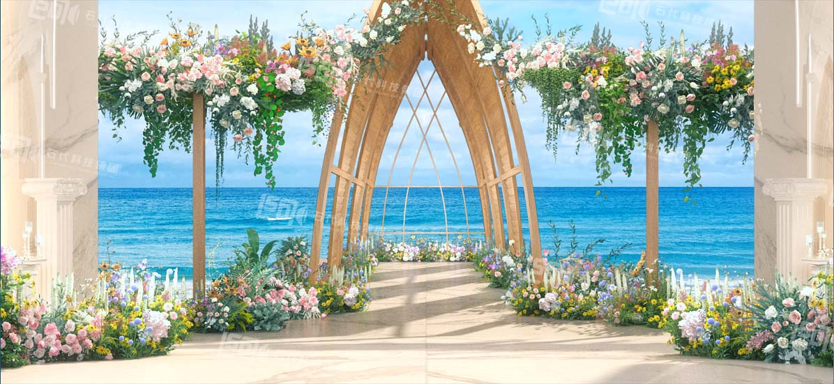 石代科技独家片源丨5D全息光影宴会厅《情定巴厘岛》主题片源，轻松实现海岛婚礼(图1)